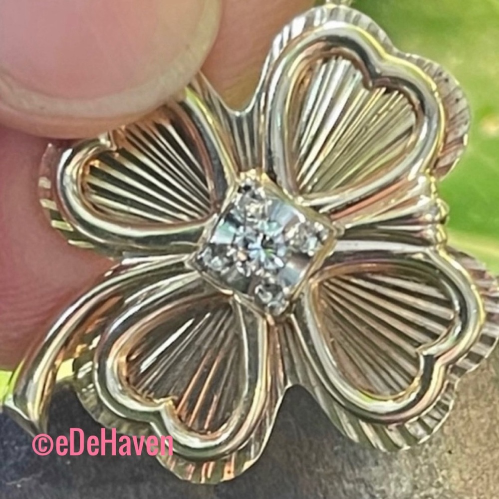 14k Clover Diamond Charm
